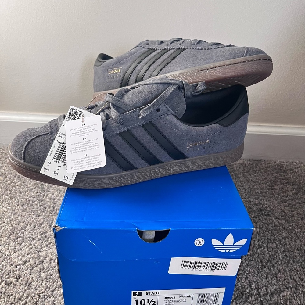 Adidas Gray Sneakers with Black Stripes